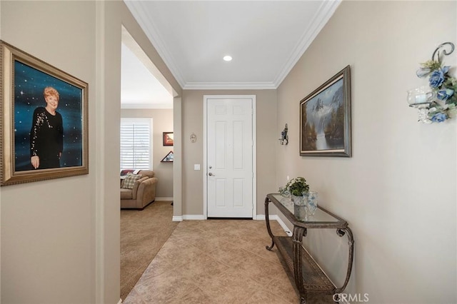 3274 Rural Ln, Corona, CA 92882 - carpeted entrance foyer with ornamental molding and baseboards