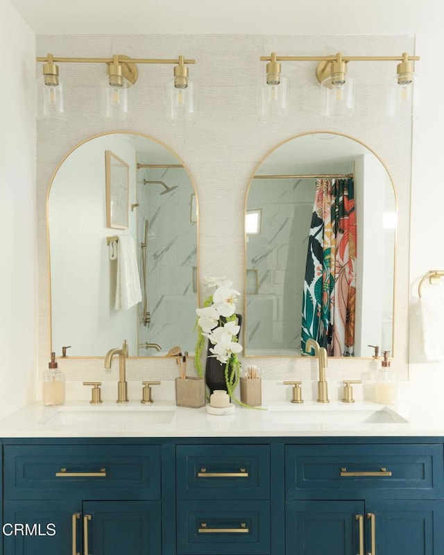 1755 Morada Pl, Altadena, CA 91001 - full bathroom with double vanity and a sink