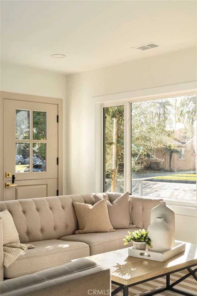living area with visible vents