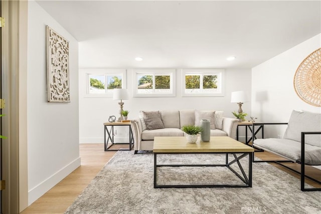 3748 Marber Ave, Long Beach, CA 90808 - living area featuring light wood-type flooring, baseboards, and recessed lighting