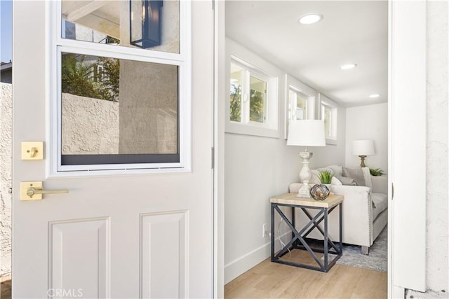 3748 Marber Ave, Long Beach, CA 90808 - entryway featuring wood finished floors, recessed lighting, and baseboards