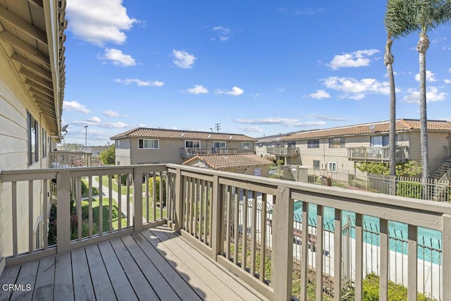deck with a residential view
