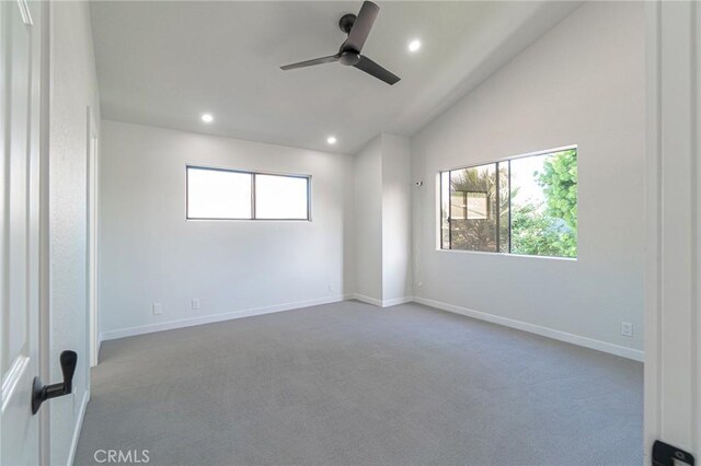 4706 W 168th St, Lawndale, CA 90260 - unfurnished room with ceiling fan, carpet, recessed lighting, and vaulted ceiling