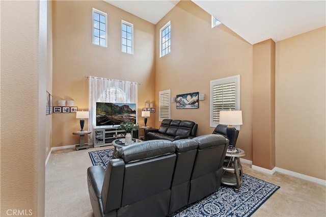 16720 S Peak Ct, Riverside, CA 92503 - living area with carpet flooring and a towering ceiling