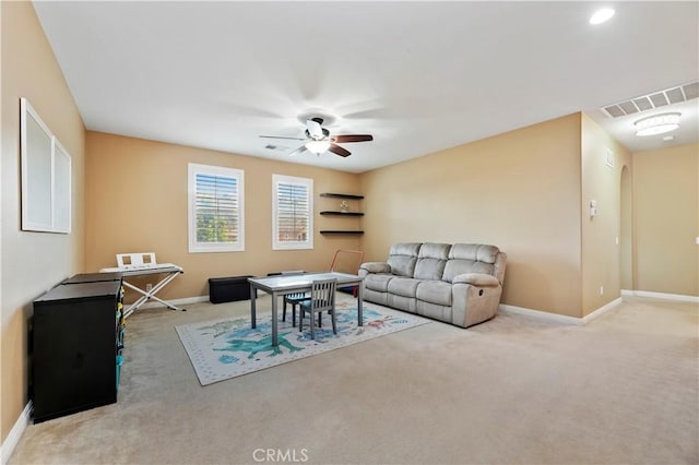 16720 S Peak Ct, Riverside, CA 92503 - living room featuring carpet floors and ceiling fan