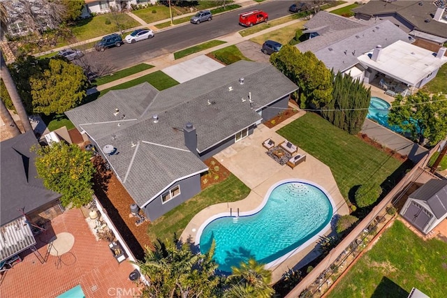 aerial view featuring a residential view