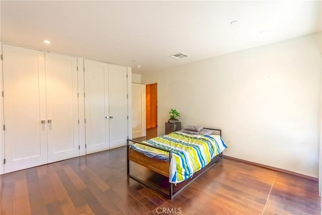 712 Orange Grove Ter, South Pasadena, CA 91030 - bedroom featuring wood finished floors, multiple closets, recessed lighting, and baseboards