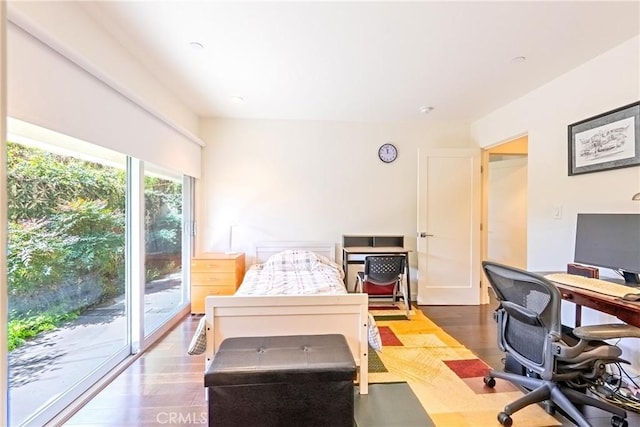 712 Orange Grove Ter, South Pasadena, CA 91030 - bedroom featuring wood finished floors, an office area, and access to exterior