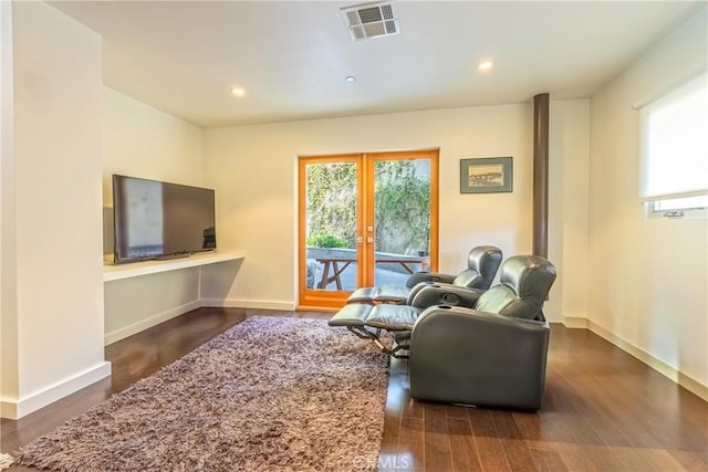712 Orange Grove Ter, South Pasadena, CA 91030 - living area with baseboards, recessed lighting, and dark wood finished floors