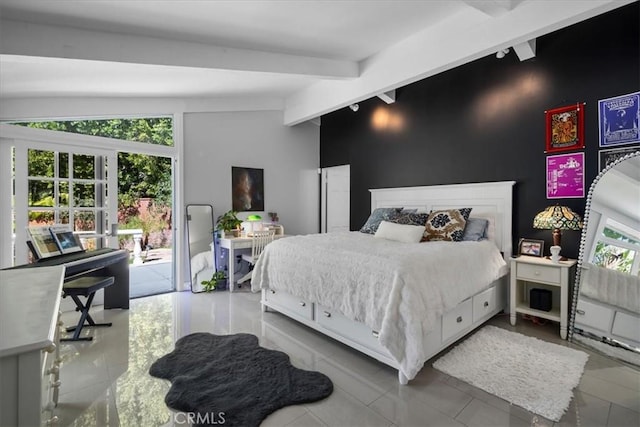 10 Stagecoach Rd, Bell Canyon, CA 91307 - bedroom with lofted ceiling with beams and access to exterior
