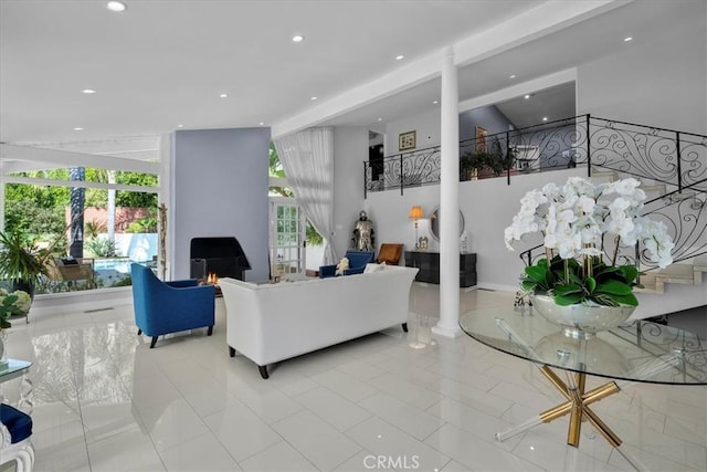 10 Stagecoach Rd, Bell Canyon, CA 91307 - living area with ornate columns and recessed lighting