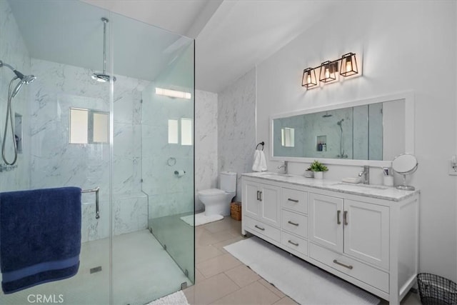 10 Stagecoach Rd, Bell Canyon, CA 91307 - full bath with toilet, a sink, a marble finish shower, and double vanity
