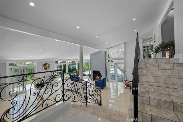 10 Stagecoach Rd, Bell Canyon, CA 91307 - stairway featuring floor to ceiling windows and recessed lighting