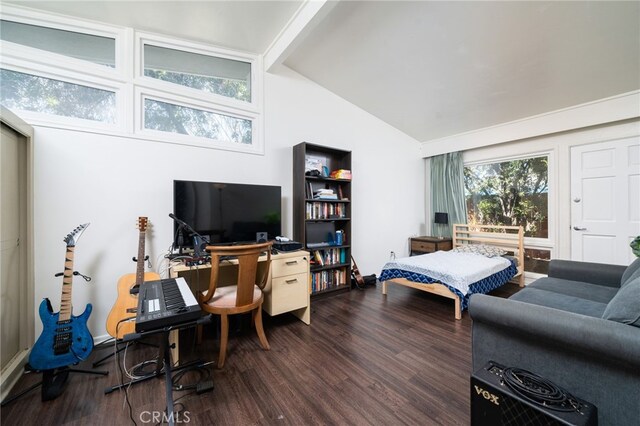 3540 Watkins Dr, Riverside, CA 92507 - bedroom with lofted ceiling and wood finished floors