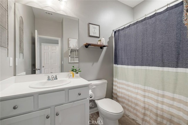 30688 Lone Pine Dr, Menifee, CA 92584 - bathroom with toilet, vanity, and a shower with curtain