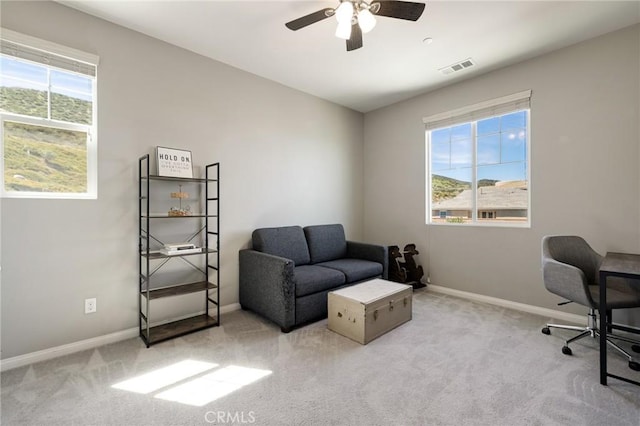 30688 Lone Pine Dr, Menifee, CA 92584 - carpeted office with plenty of natural light, a ceiling fan, and baseboards