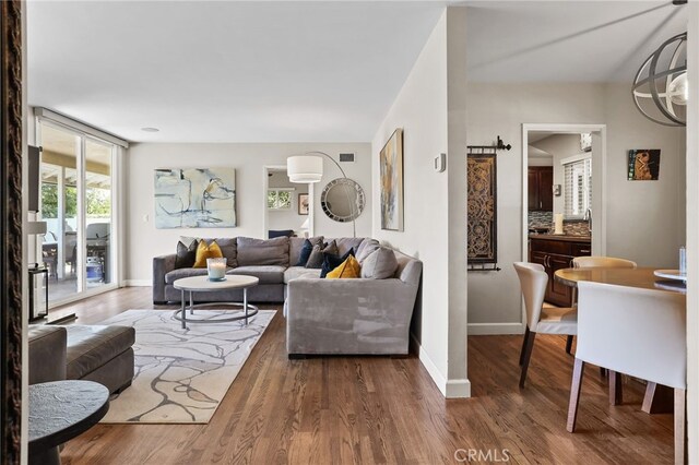 17892 Wellington Ave, North Tustin, CA 92780 - living area with wood finished floors and baseboards