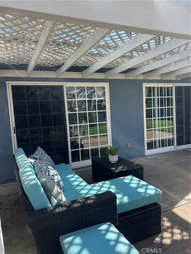 6151 Tyndall Dr, Huntington Beach, CA 92647 - view of patio / terrace with an outdoor hangout area and a pergola