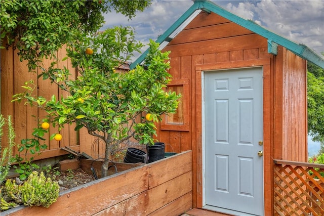 view of shed
