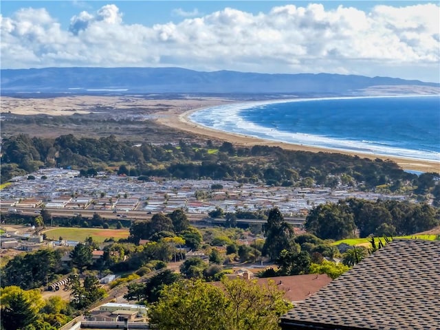 aerial view with a water and mountain view