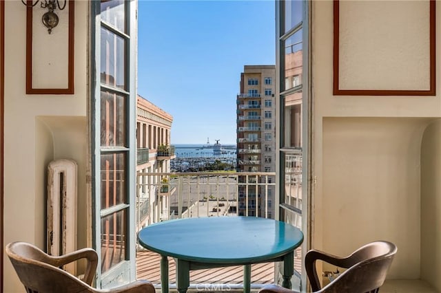 455 E Ocean Blvd Unit 411, Long Beach, CA 90802 - balcony featuring radiator heating unit and a water view