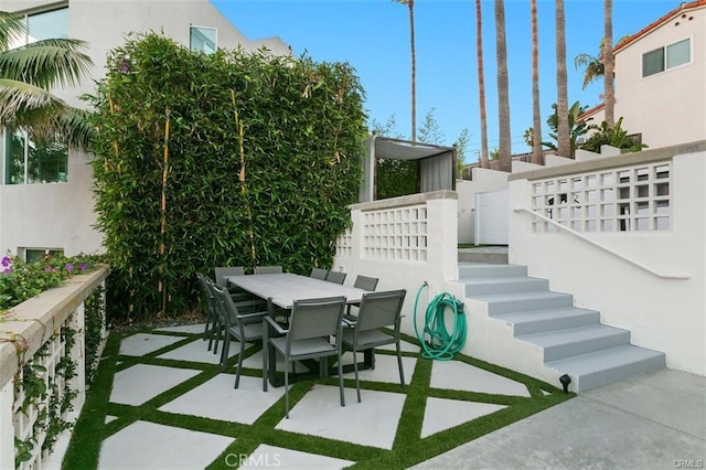 33961 Granada Dr, Dana Point, CA 92629 - view of patio / terrace featuring stairs and outdoor dining area
