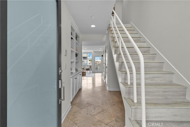 715 3rd St, Hermosa Beach, CA 90254 - interior space featuring stone finish floor, baseboards, and recessed lighting
