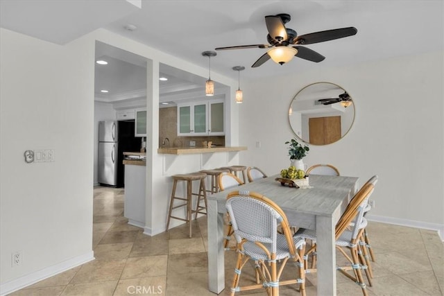 715 3rd St, Hermosa Beach, CA 90254 - dining room featuring baseboards, recessed lighting, and ceiling fan