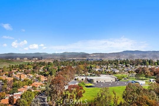 drone / aerial view with a mountain view