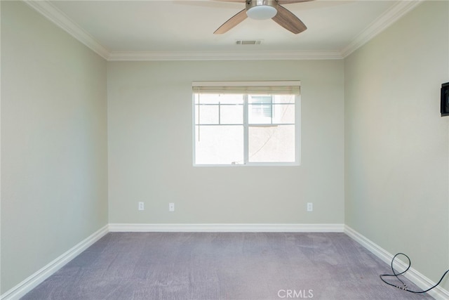 12241 Amaryllis, Yucaipa, CA 92399 - unfurnished room with carpet flooring, ornamental molding, a ceiling fan, and baseboards