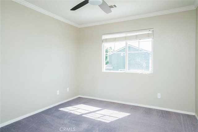 12241 Amaryllis, Yucaipa, CA 92399 - carpeted empty room featuring crown molding, a ceiling fan, and baseboards