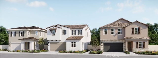 1131 Glenelder Ave, Hacienda Heights, CA 91745 - view of front of home featuring concrete driveway, stucco siding, stone siding, a tiled roof, and a garage