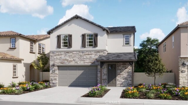 1131 Glenelder Ave, Hacienda Heights, CA 91745 - view of front of home with concrete driveway, stucco siding, fence, stone siding, and a garage