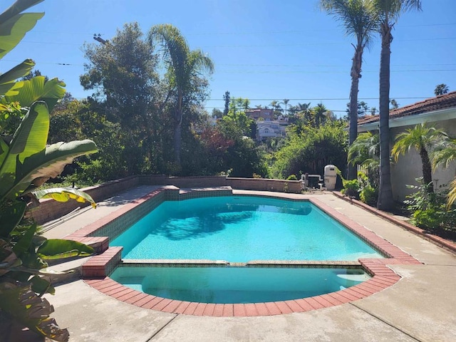 view of pool featuring a pool with connected hot tub