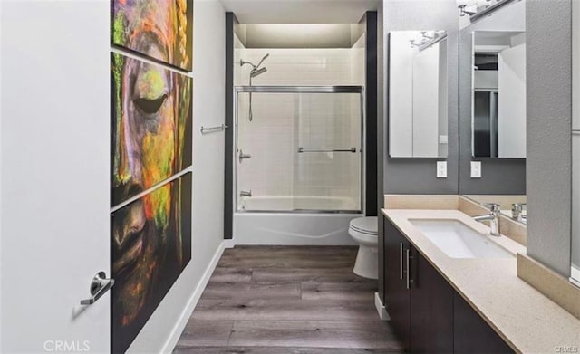 133 The Promenade N Unit 317, Long Beach, CA 90802 - full bath with wood finished floors, vanity, toilet, and bath / shower combo with glass door