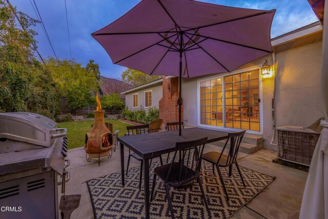1009 Grandview Ave, Ojai, CA 93023 - view of patio with a grill, a fire pit, and outdoor dining area