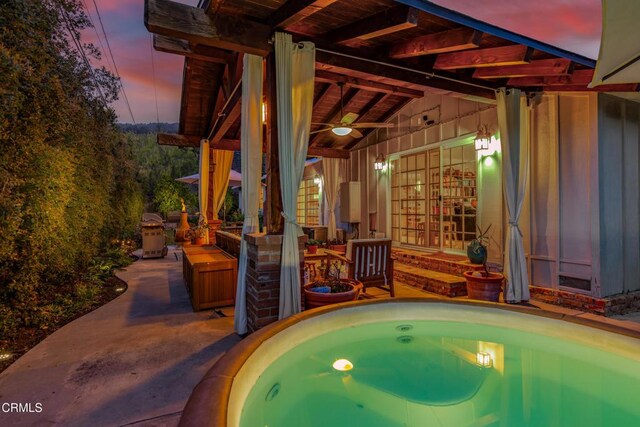 1009 Grandview Ave, Ojai, CA 93023 - patio terrace at dusk featuring a patio area