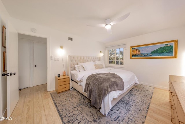 1009 Grandview Ave, Ojai, CA 93023 - bedroom with light wood-type flooring and ceiling fan