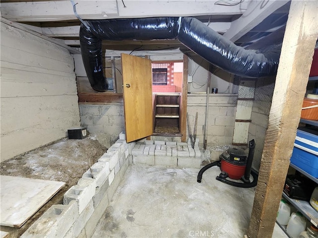 view of unfinished below grade area
