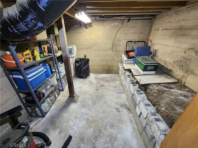 view of unfinished basement