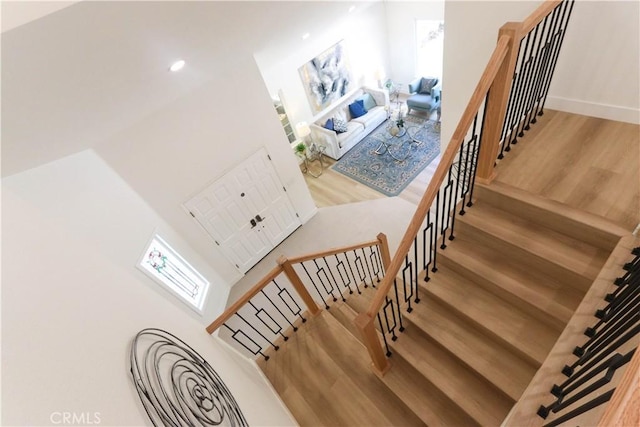 26306 Ganiza, Mission Viejo, CA 92692 - stairs with wood finished floors, recessed lighting, and baseboards