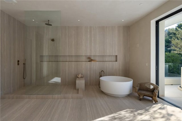 17177 Adlon Rd, Encino, CA 91436 - full bath with a walk in shower and a soaking tub