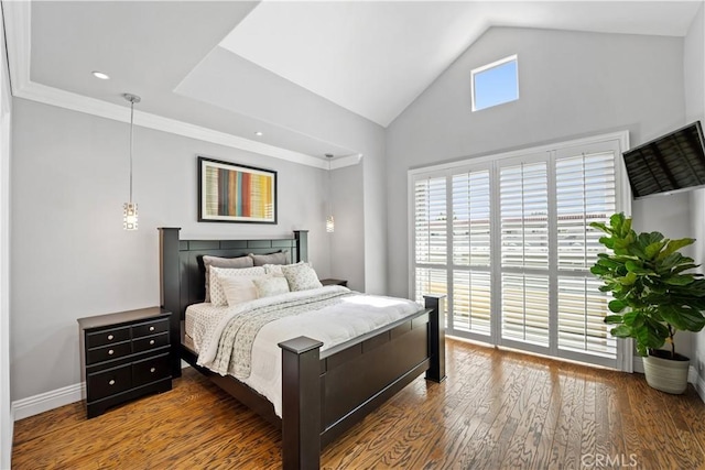 5350 Sepulveda Blvd Unit 15, Sherman Oaks, CA 91411 - bedroom with lofted ceiling, wood finished floors, baseboards, and recessed lighting