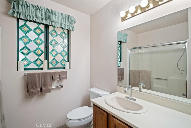 2344 Snowberry Ct, Avila Beach, CA 93424 - bathroom with toilet, a shower with shower door, and vanity