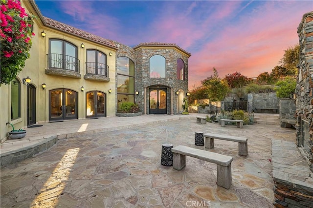 2695 Shady Ridge Ln, Diamond Bar, CA 91765 - back of property featuring french doors, a balcony, and a patio area