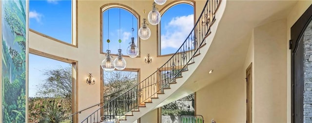 2695 Shady Ridge Ln, Diamond Bar, CA 91765 - entrance foyer with a high ceiling and stairs