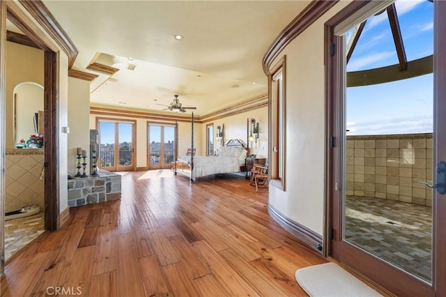 2695 Shady Ridge Ln, Diamond Bar, CA 91765 - bedroom featuring hardwood / wood-style floors and crown molding