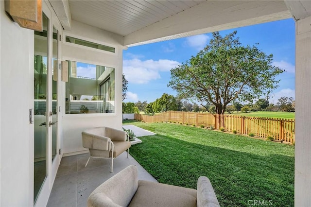 view of yard with a fenced backyard