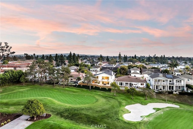 aerial view with a residential view and golf course view