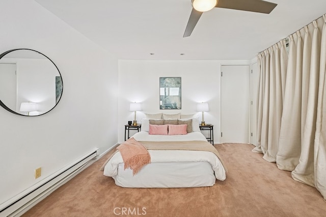 6 Voyage St Unit 204, Marina Del Rey, CA 90292 - bedroom with a baseboard heating unit, carpet, and ceiling fan
